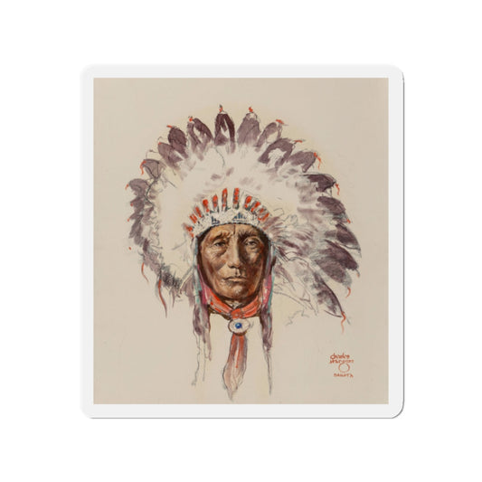 Sioux Chief (Magazine Illustration) Refrigerator Magnet-2" x 2"-The Sticker Space