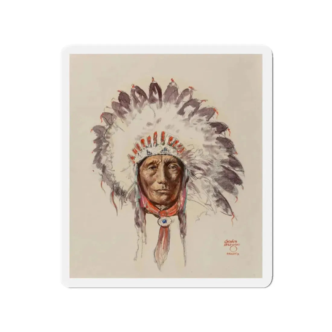 Sioux Chief (Magazine Illustration) Refrigerator Magnet 3 Inch Die-Cut - The Sticker Space