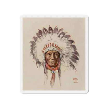 Sioux Chief (Magazine Illustration) Refrigerator Magnet 3 Inch Die-Cut - The Sticker Space