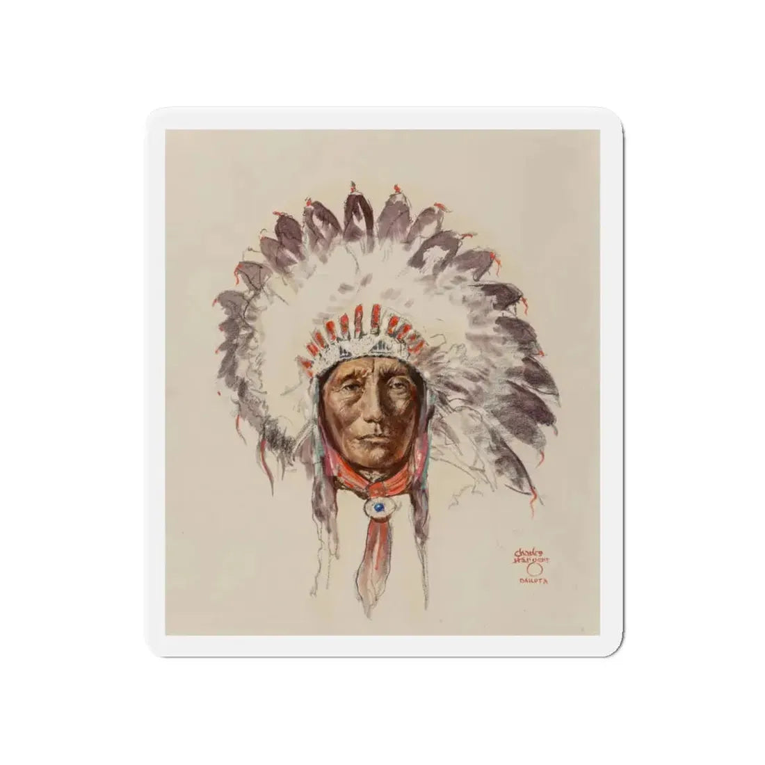 Sioux Chief (Magazine Illustration) Refrigerator Magnet 4 Inch Die-Cut - The Sticker Space