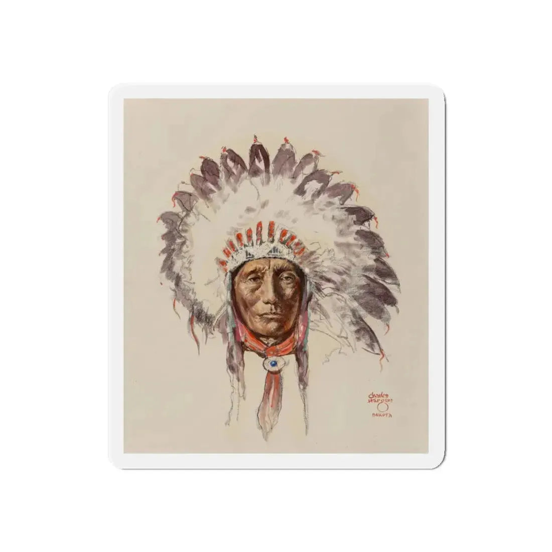 Sioux Chief (Magazine Illustration) Refrigerator Magnet 6 Inch Die-Cut - The Sticker Space