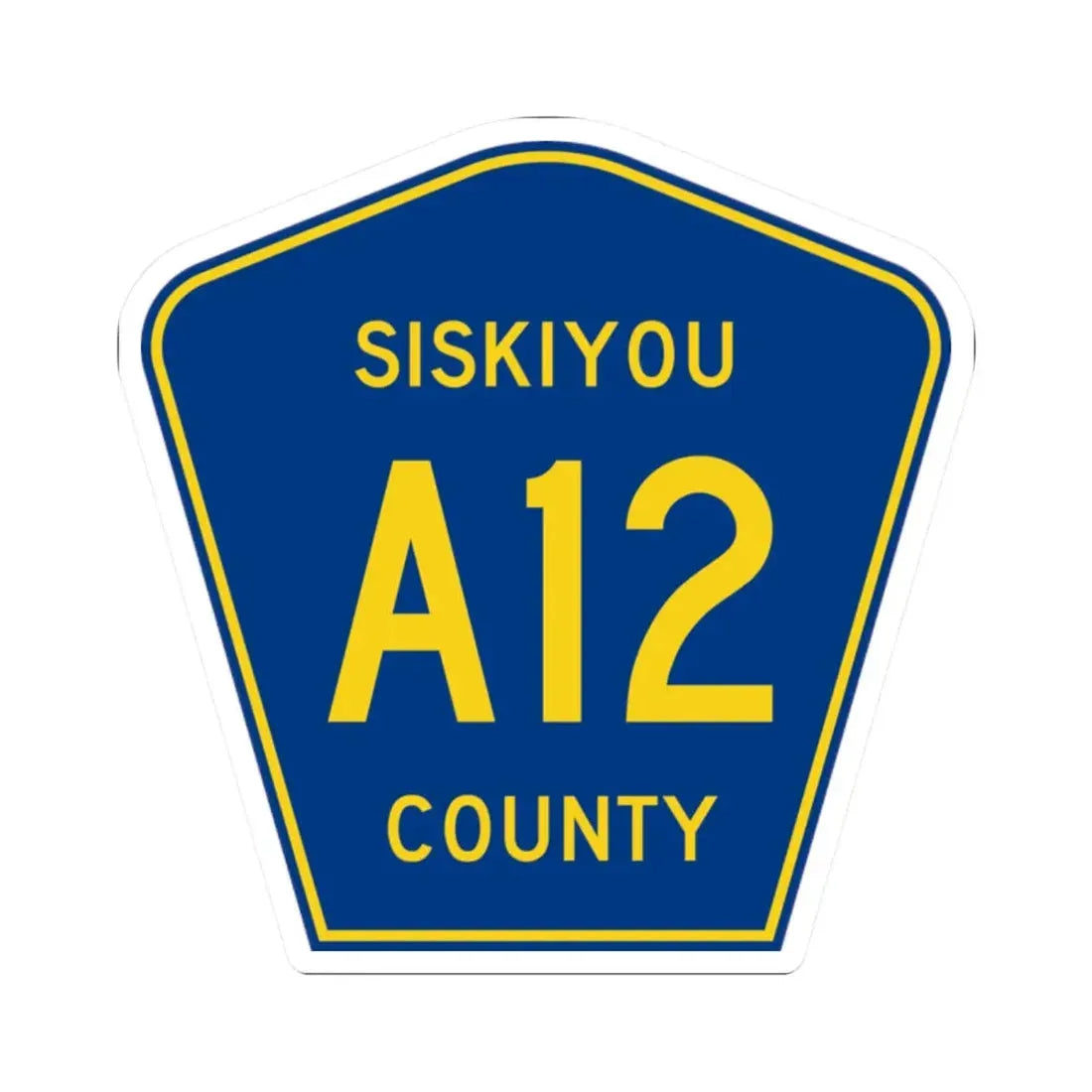 Siskiyou County A12 (California) (Road Sign) STICKER Vinyl Kiss-Cut Decal 2 Inch White - The Sticker Space