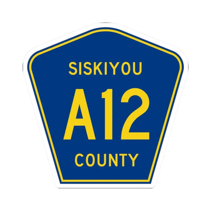Siskiyou County A12 (California) (Road Sign) STICKER Vinyl Kiss-Cut Decal 2 Inch White - The Sticker Space