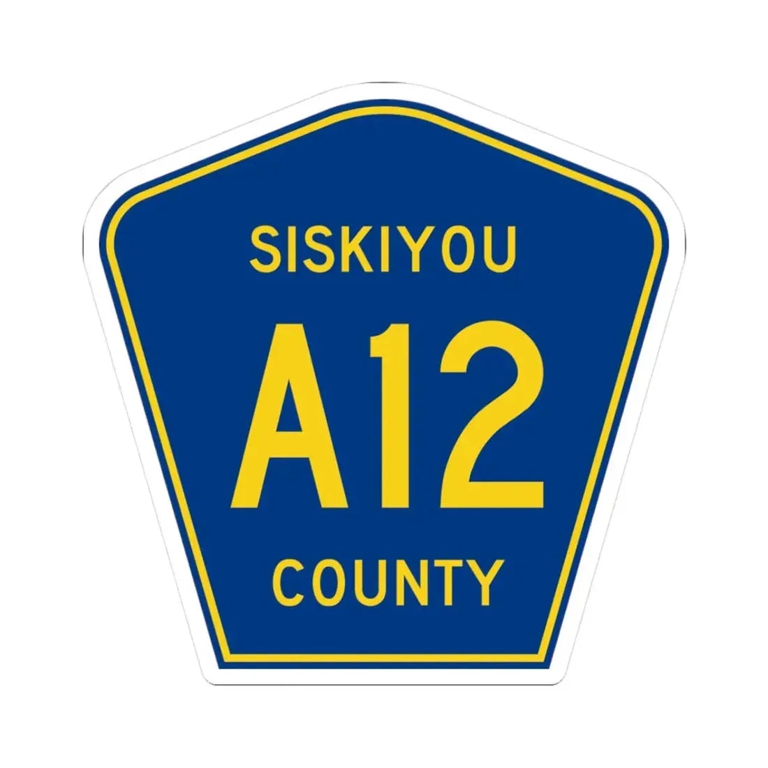 Siskiyou County A12 (California) (Road Sign) STICKER Vinyl Kiss-Cut Decal 3 Inch White - The Sticker Space