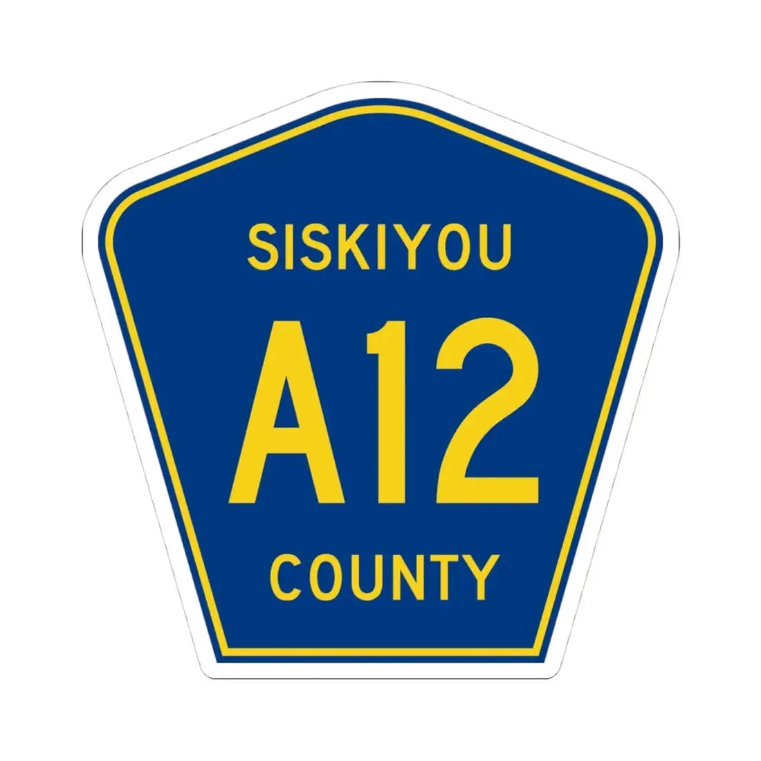 Siskiyou County A12 (California) (Road Sign) STICKER Vinyl Kiss-Cut Decal 4 Inch White - The Sticker Space