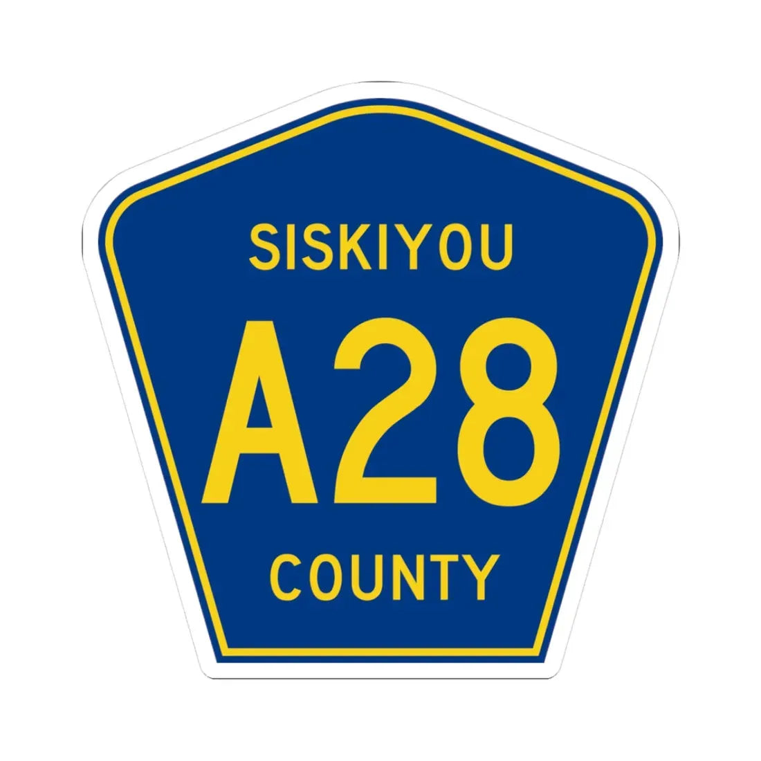 Siskiyou County A28 (California) (Road Sign) STICKER Vinyl Kiss-Cut Decal 3 Inch White - The Sticker Space