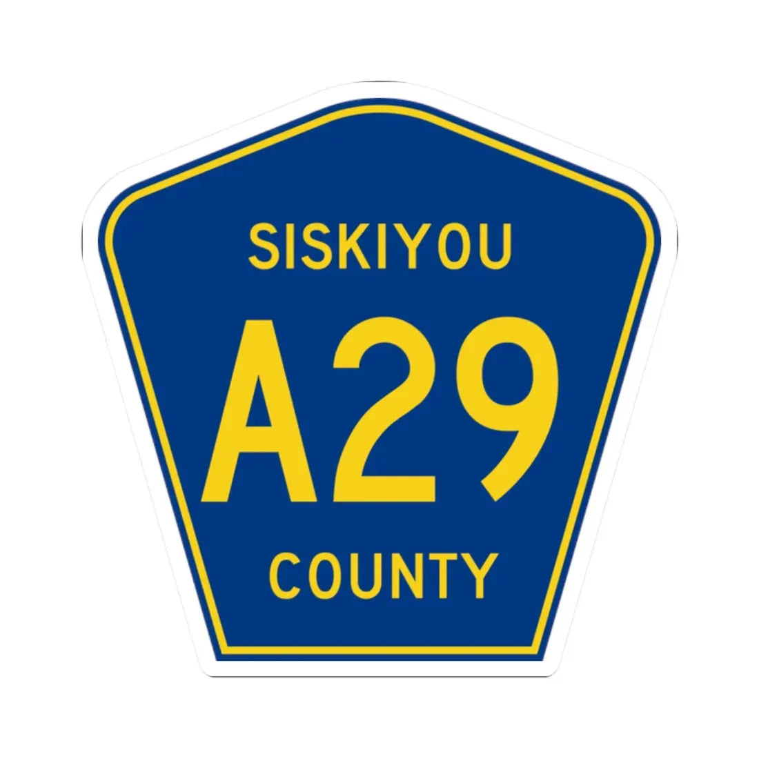Siskiyou County A29 (California) (Road Sign) STICKER Vinyl Kiss-Cut Decal 2 Inch White - The Sticker Space