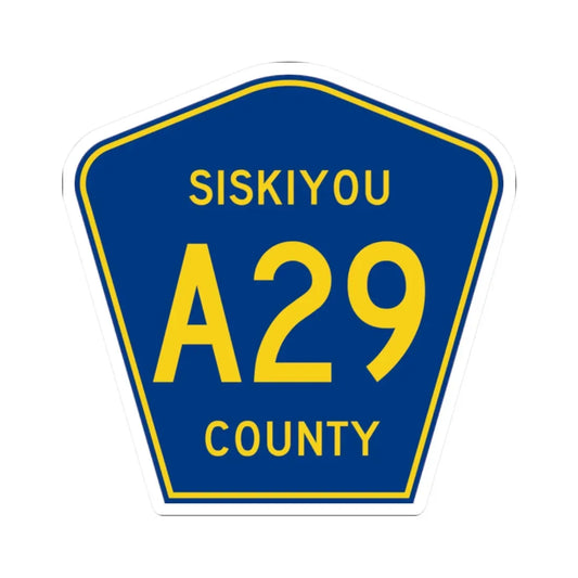 Siskiyou County A29 (California) (Road Sign) STICKER Vinyl Kiss-Cut Decal 2 Inch White - The Sticker Space