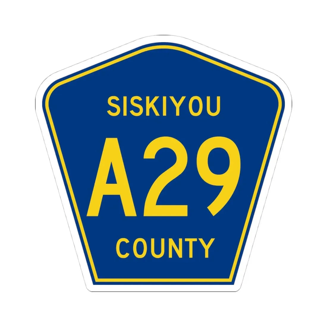 Siskiyou County A29 (California) (Road Sign) STICKER Vinyl Kiss-Cut Decal 4 Inch White - The Sticker Space
