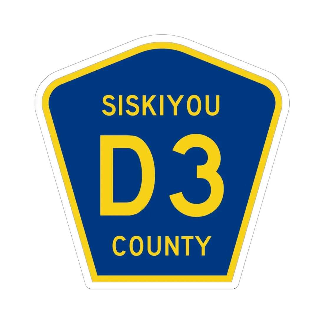 Siskiyou County D3 (California) (Road Sign) STICKER Vinyl Kiss-Cut Decal 6 Inch White - The Sticker Space