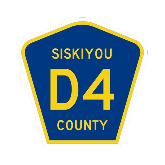 Siskiyou County D4 (California) (Road Sign) STICKER Vinyl Kiss-Cut Decal 2 Inch White - The Sticker Space
