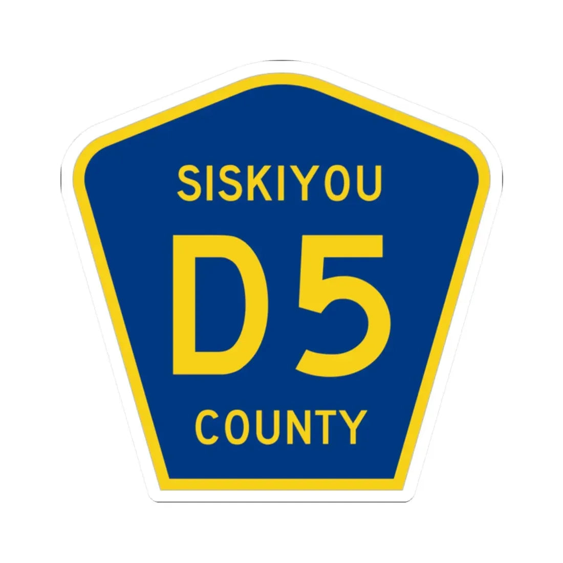 Siskiyou County D5 (California) (Road Sign) STICKER Vinyl Kiss-Cut Decal 2 Inch White - The Sticker Space