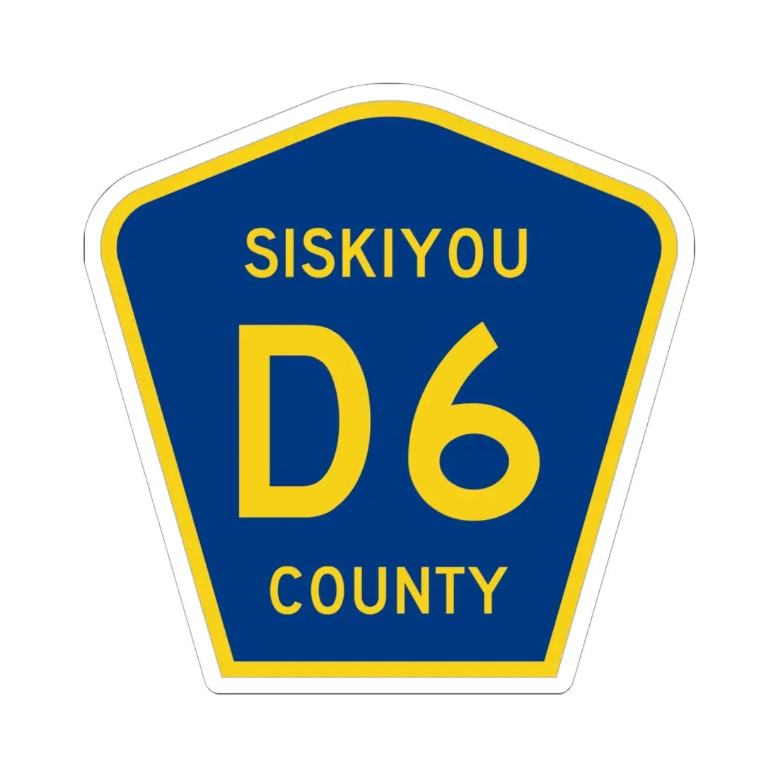 Siskiyou County D6 (California) (Road Sign) STICKER Vinyl Kiss-Cut Decal 6 Inch White - The Sticker Space