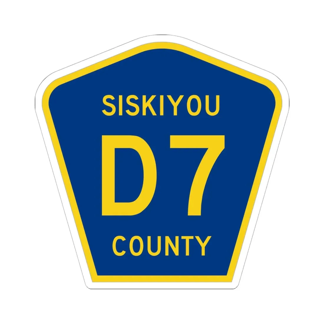 Siskiyou County D7 (California) (Road Sign) STICKER Vinyl Kiss-Cut Decal 6 Inch White - The Sticker Space