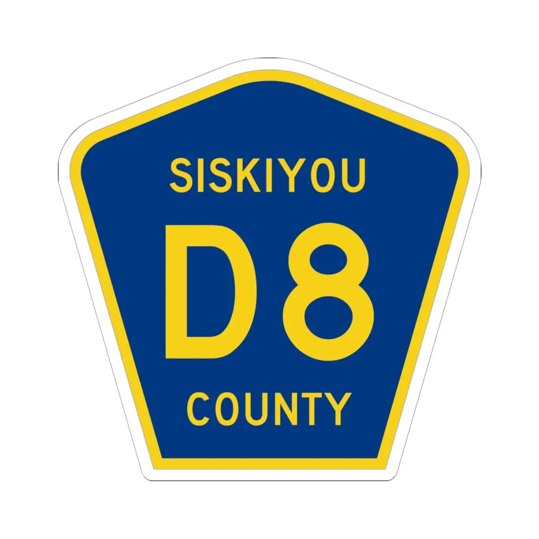 Siskiyou County D8 (California) (Road Sign) STICKER Vinyl Kiss-Cut Decal 6 Inch White - The Sticker Space