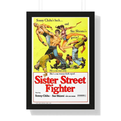 SISTER STREET FIGHTER 1974 - Framed Movie Poster 16″ x 24″ Black - The Sticker Space