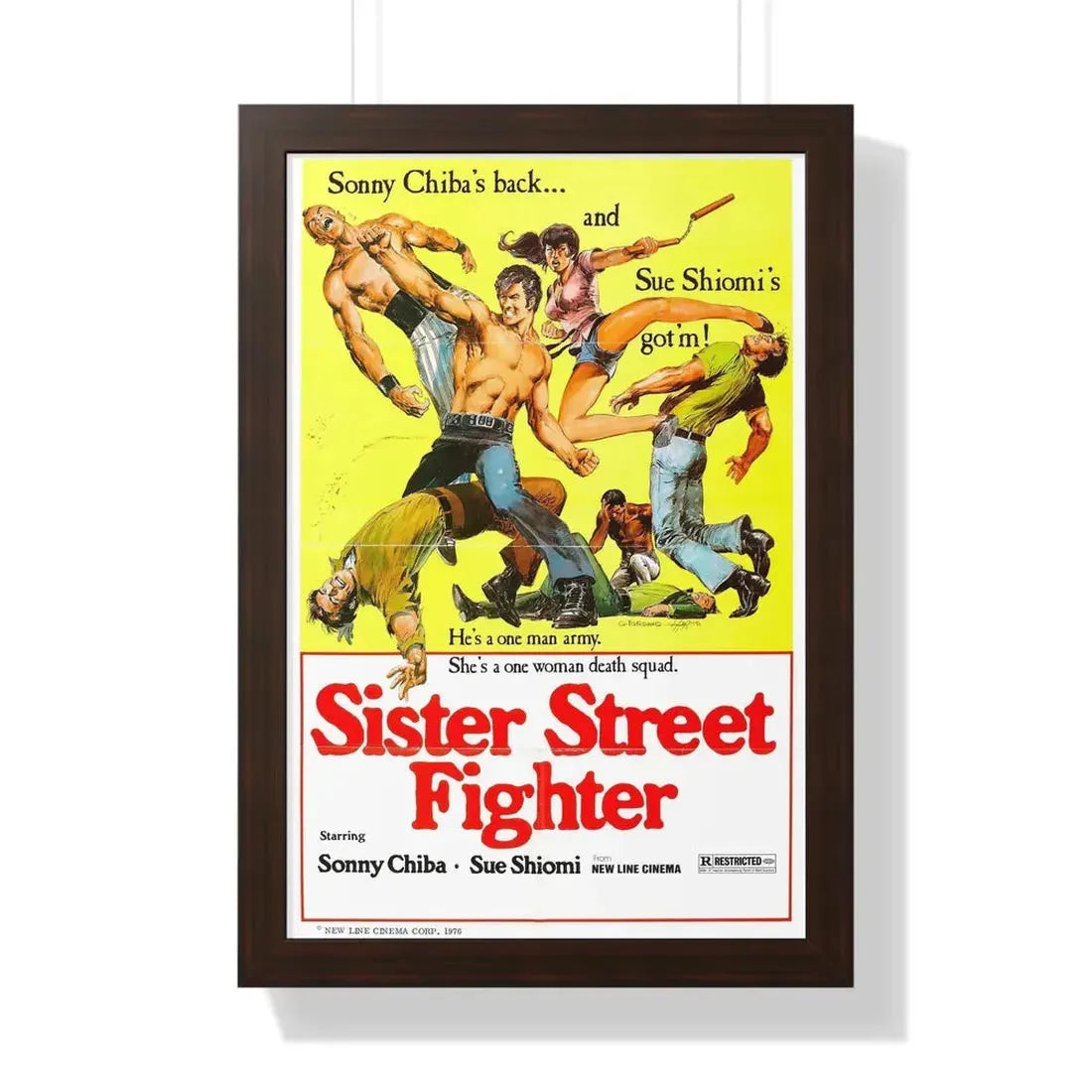 SISTER STREET FIGHTER 1974 - Framed Movie Poster 16″ x 24″ Walnut - The Sticker Space