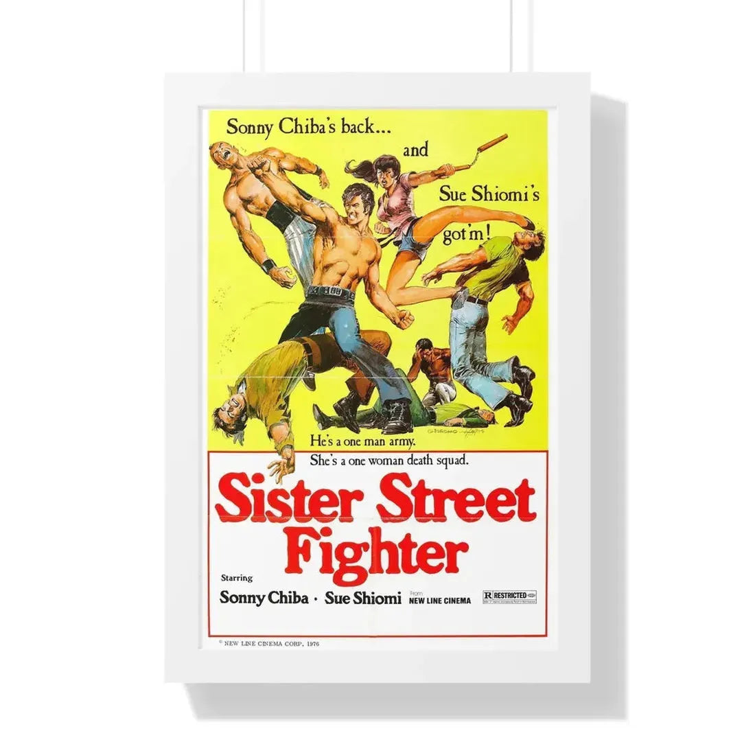 SISTER STREET FIGHTER 1974 - Framed Movie Poster 16″ x 24″ White - The Sticker Space