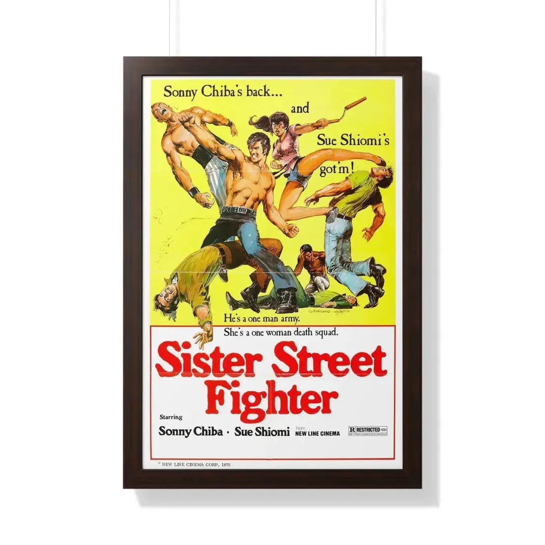 SISTER STREET FIGHTER 1974 - Framed Movie Poster 20" x 30" Walnut - The Sticker Space