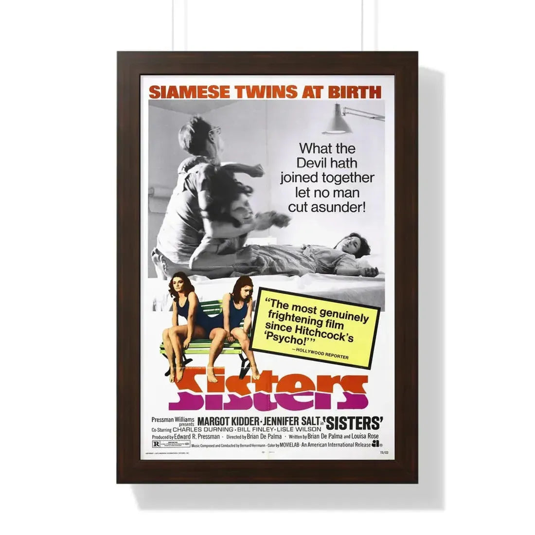 SISTERS 1972 - Framed Movie Poster 16″ x 24″ Walnut - The Sticker Space
