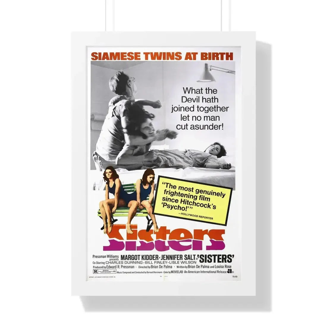 SISTERS 1972 - Framed Movie Poster 16″ x 24″ White - The Sticker Space