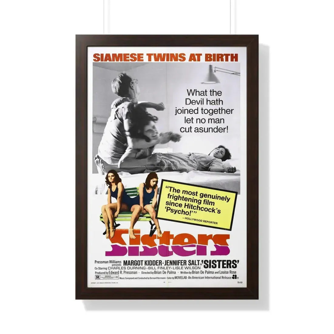 SISTERS 1972 - Framed Movie Poster 20" x 30" Walnut - The Sticker Space