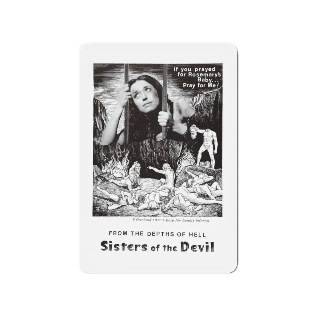 SISTERS OF THE DEVIL (THE DEVIL'S SISTERS) 1966 Movie Poster - Refrigerator Magnet 3 Inch - The Sticker Space