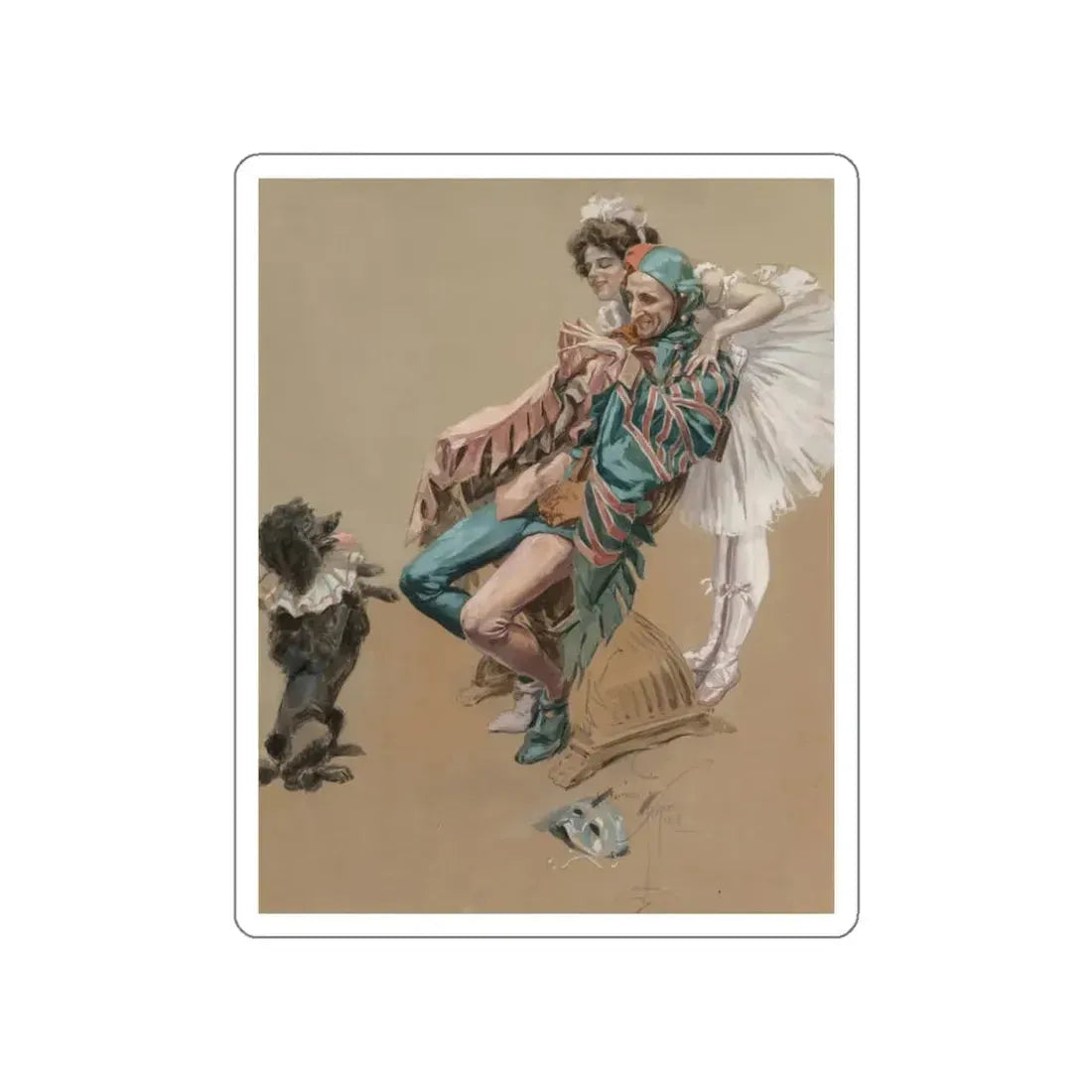 Sitting at Attention, 1908 (Magazine Illustration) STICKER Vinyl Die-Cut Decal White Die-Cut 3 Inch - The Sticker Space