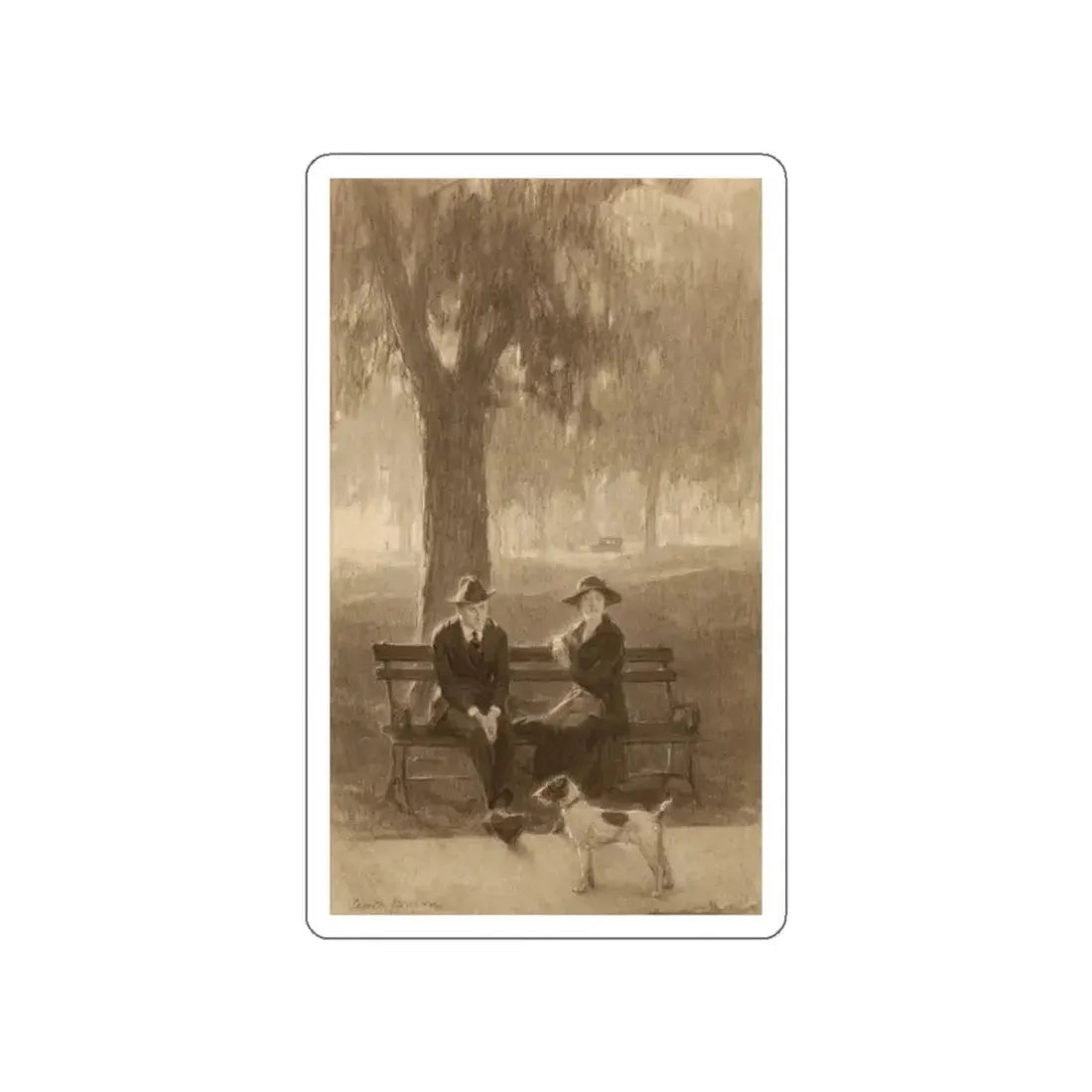 Sitting in the Park (Magazine Illustration) STICKER Vinyl Die-Cut Decal White Die-Cut 2 Inch - The Sticker Space