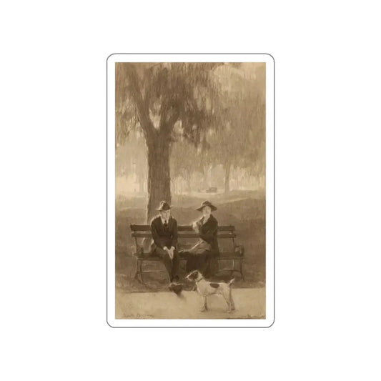 Sitting in the Park (Magazine Illustration) STICKER Vinyl Die-Cut Decal White Die-Cut 2 Inch - The Sticker Space