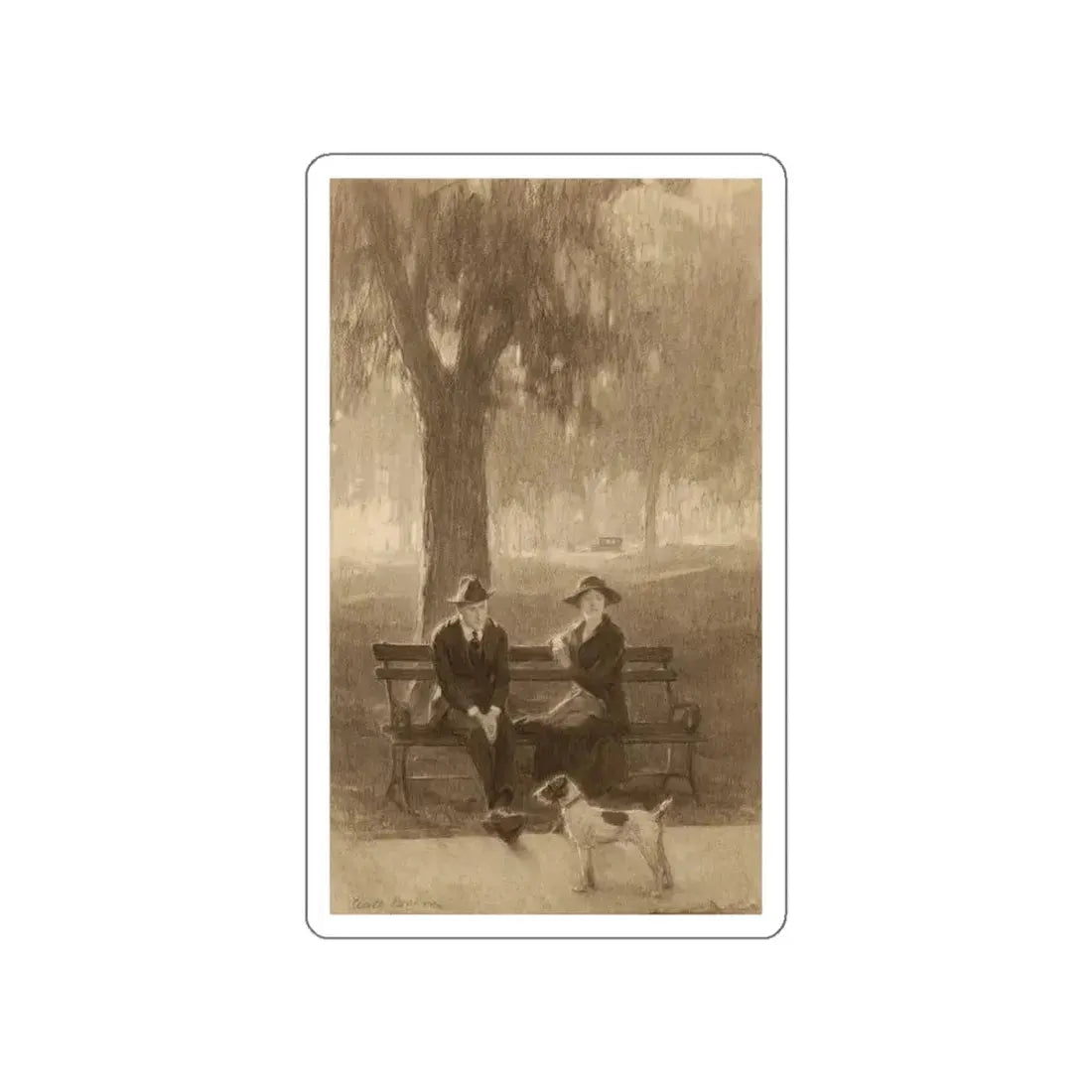 Sitting in the Park (Magazine Illustration) STICKER Vinyl Die-Cut Decal White Die-Cut 3 Inch - The Sticker Space