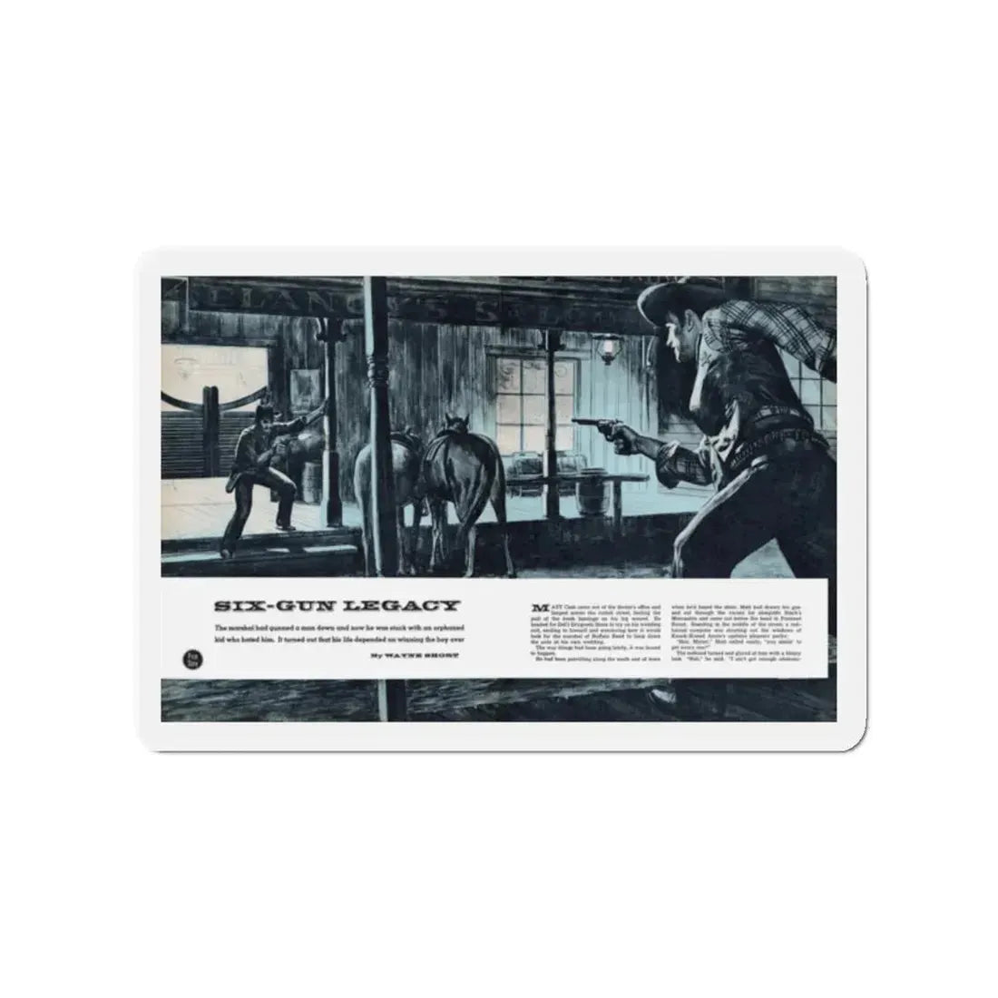 Six-Gun Legacy, Climax magazine, March 1959 (Magazine Illustration) Refrigerator Magnet 2 Inch Die-Cut - The Sticker Space