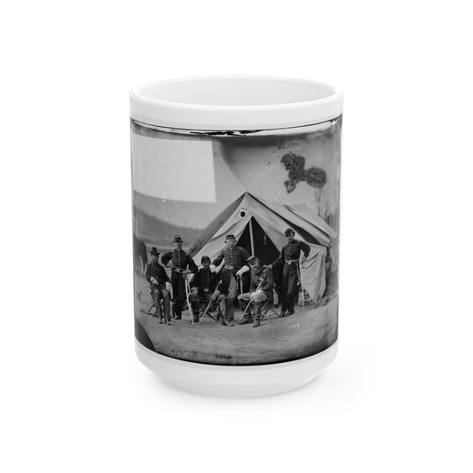 Six Officers Of The 17th New York Battery, Probably At Camp Barry, Near Washington, D.C. (U.S. Civil War) White Coffee Mug-15oz-The Sticker Space