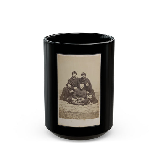 Six Unidentified Soldiers In Union Uniforms With Cigars And Pipe (U.S. Civil War) Black Coffee Mug-15oz-The Sticker Space