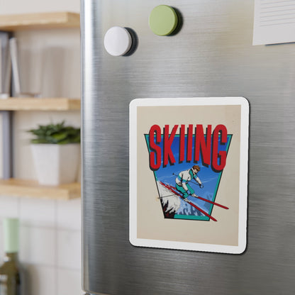 Ski advertisement poster (Magazine Illustration) Refrigerator Magnet-The Sticker Space