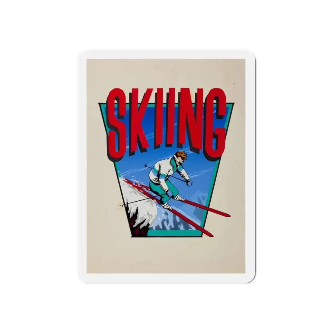 Ski advertisement poster (Magazine Illustration) Refrigerator Magnet 3 Inch Die-Cut - The Sticker Space
