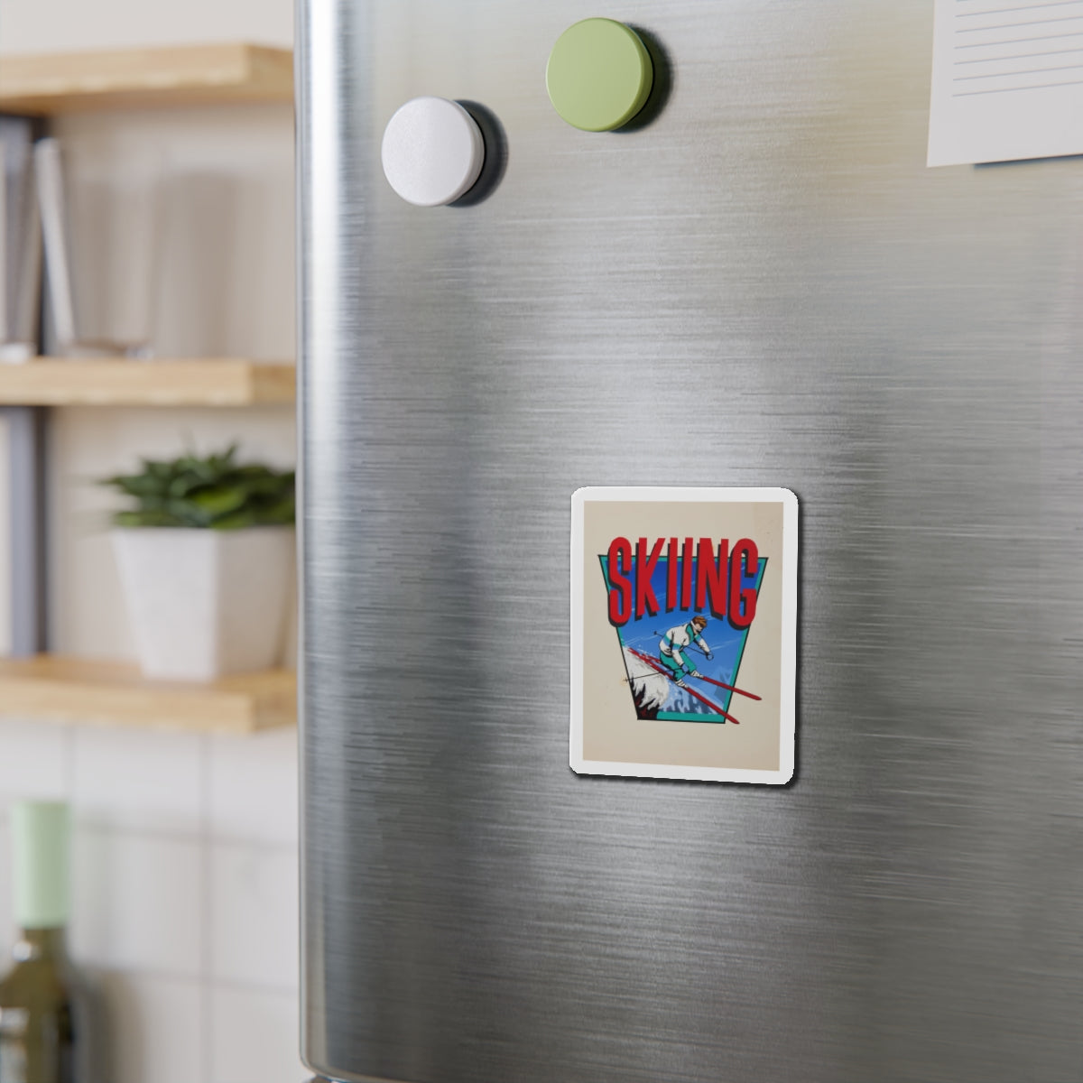 Ski advertisement poster (Magazine Illustration) Refrigerator Magnet-The Sticker Space