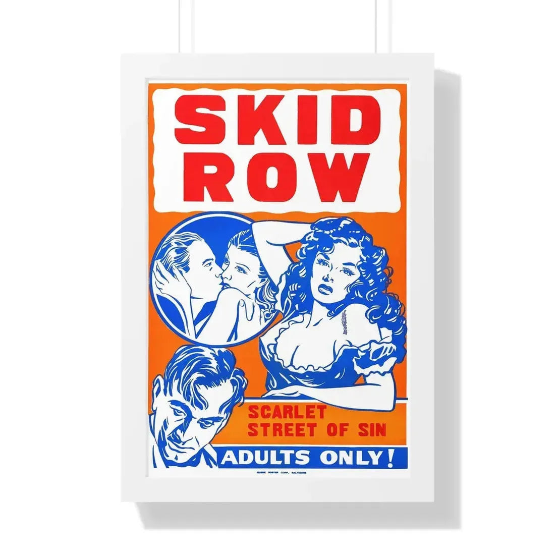 SKID ROW (CONFESSIONS OF A VICE BARON) 1943 - Framed Movie Poster 16″ x 24″ White - The Sticker Space