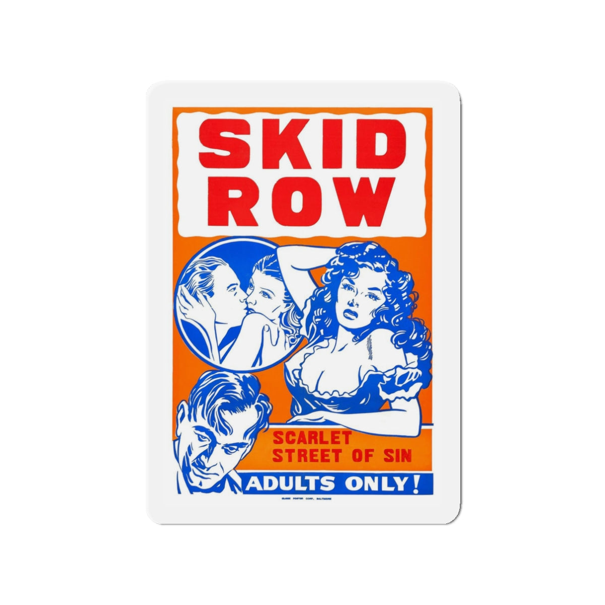 SKID ROW (CONFESSIONS OF A VICE BARON) 1943 Movie Poster - Refrigerator Magnet-3" x 3"-The Sticker Space