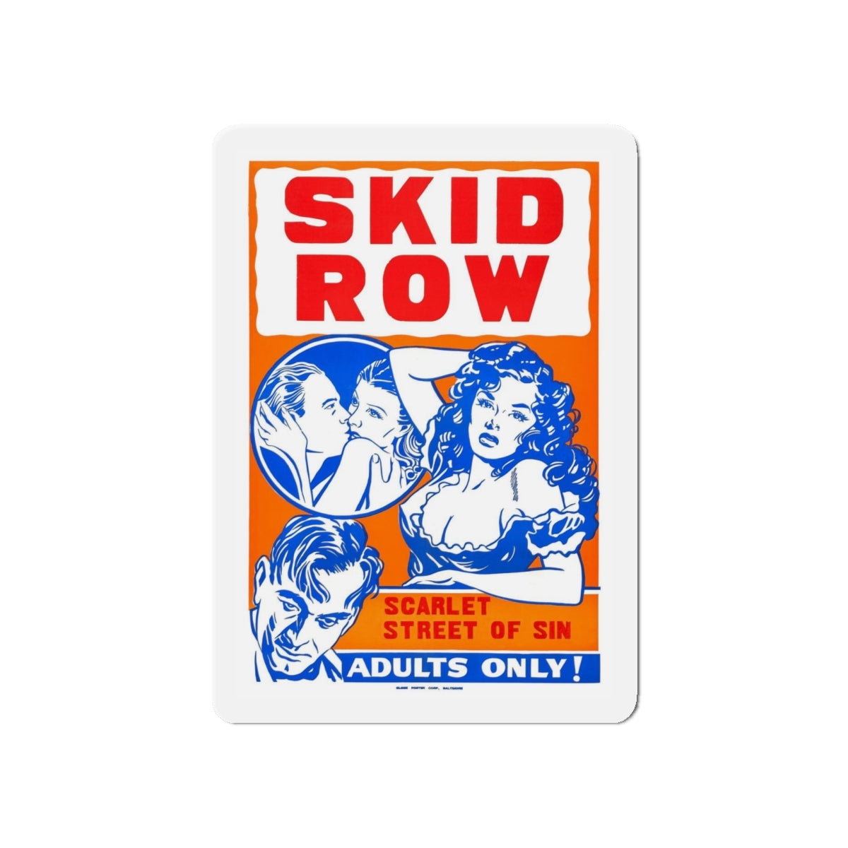 SKID ROW (CONFESSIONS OF A VICE BARON) 1943 Movie Poster - Refrigerator Magnet-5" x 5"-The Sticker Space