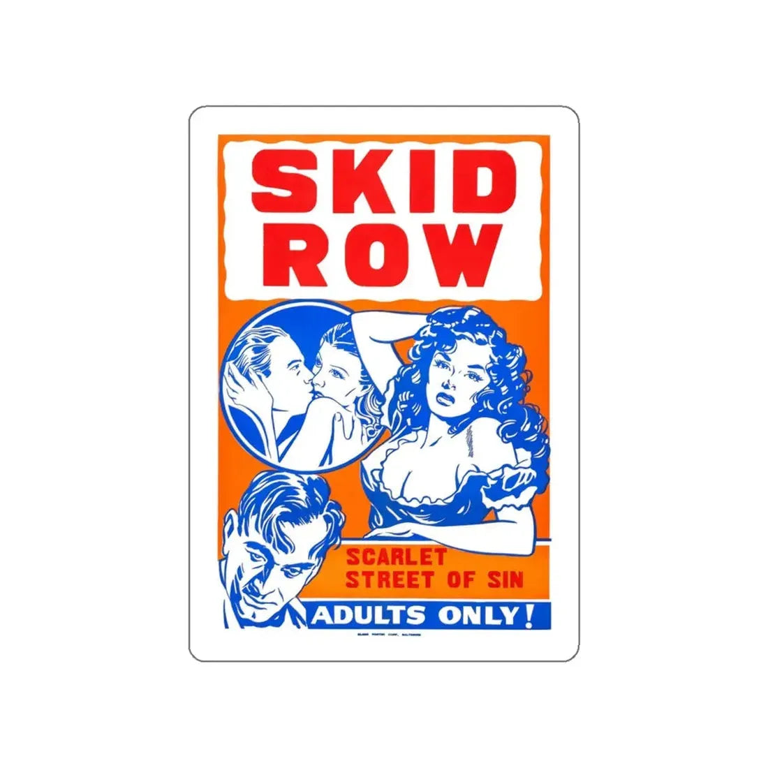 SKID ROW (CONFESSIONS OF A VICE BARON) 1943 Movie Poster STICKER Vinyl Die-Cut Decal 4 Inch - The Sticker Space