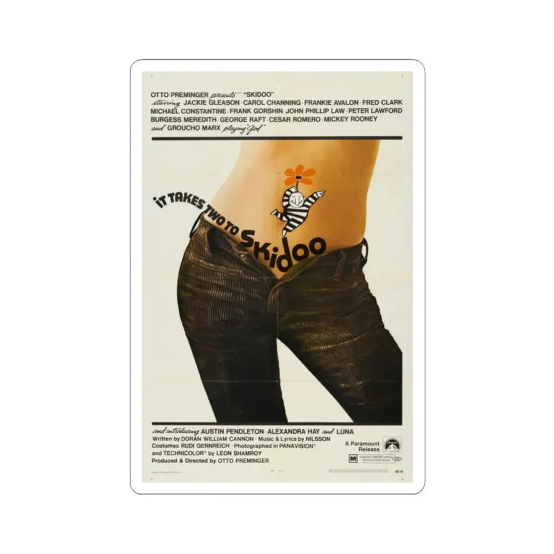 Skidoo 1968 Movie Poster - STICKER Vinyl Kiss-Cut Decal 2 Inch White - The Sticker Space