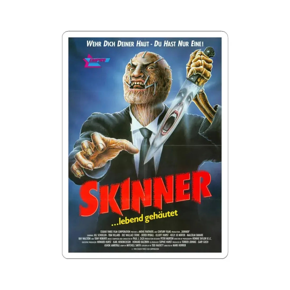 SKINNER (POPCORN) 1991 Movie Poster - STICKER Vinyl Kiss-Cut Decal 6 Inch White - The Sticker Space