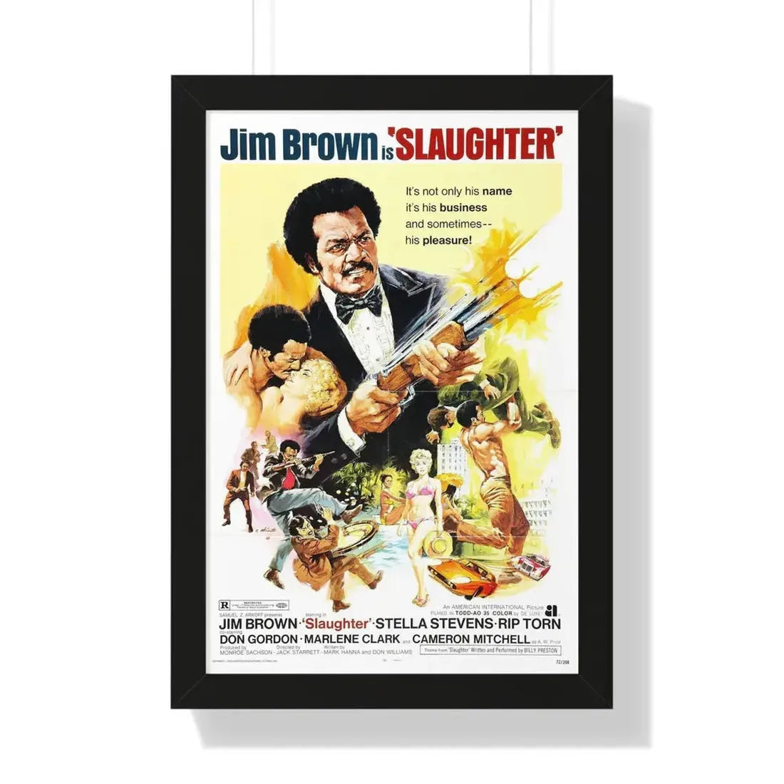 SLAUGHTER 1972 - Framed Movie Poster 16″ x 24″ Black - The Sticker Space