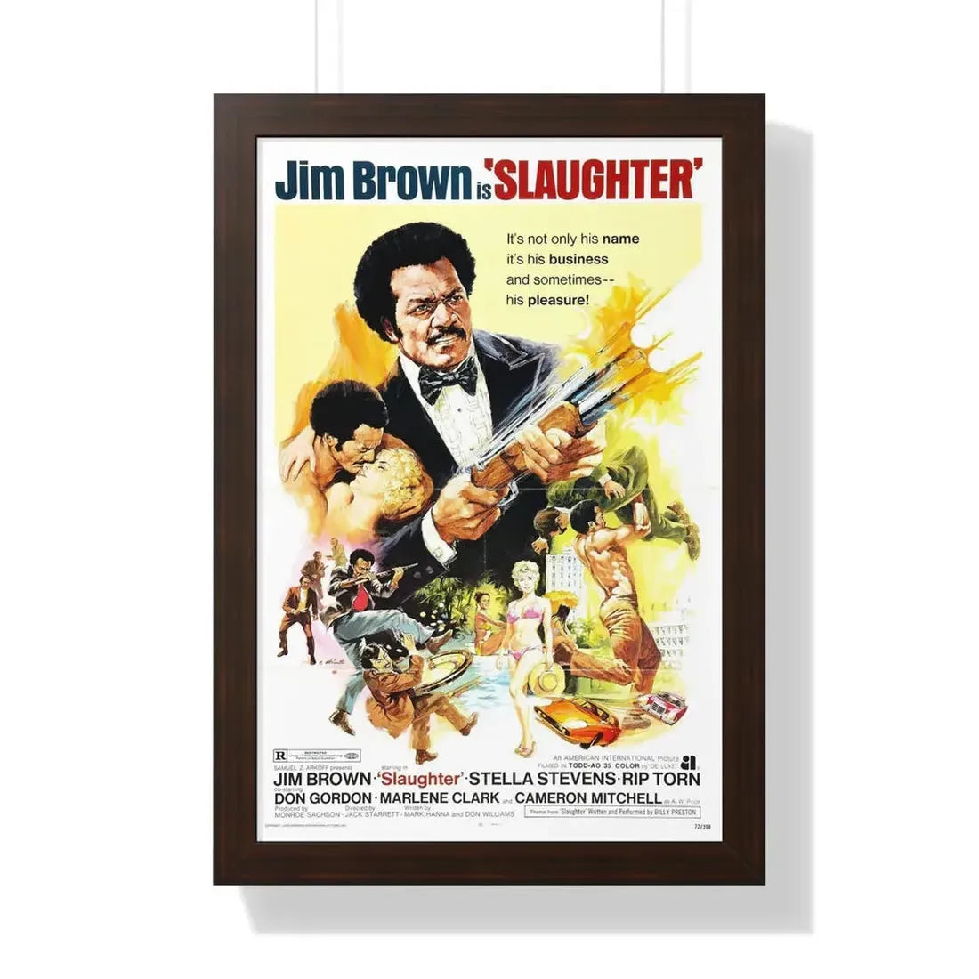 SLAUGHTER 1972 - Framed Movie Poster 16″ x 24″ Walnut - The Sticker Space