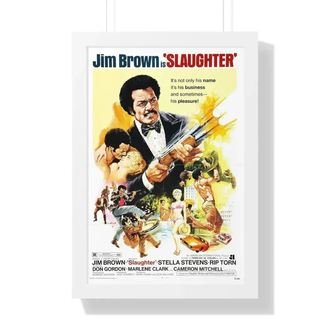 SLAUGHTER 1972 - Framed Movie Poster 16″ x 24″ White - The Sticker Space