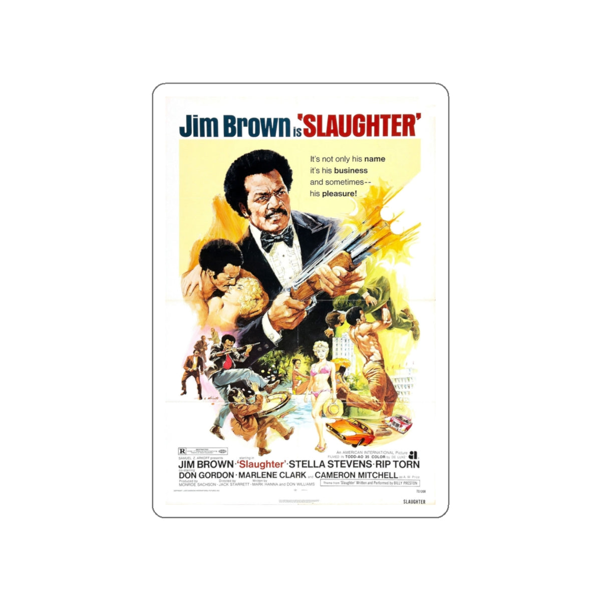 SLAUGHTER 1972 Movie Poster STICKER Vinyl Die-Cut Decal-White-The Sticker Space