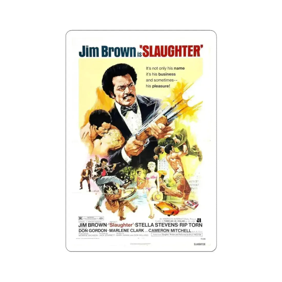 SLAUGHTER 1972 Movie Poster - STICKER Vinyl Kiss-Cut Decal 3 Inch White - The Sticker Space