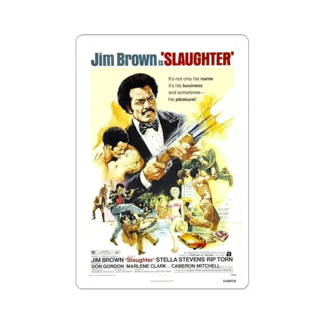 Slaughter 1972 Movie Poster - STICKER Vinyl Kiss-Cut Decal 3 Inch White - The Sticker Space