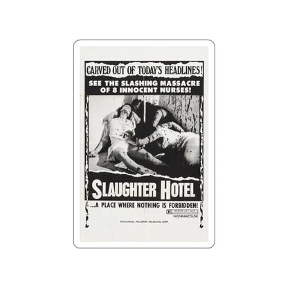SLAUGHTER HOTEL (ASYLUM EROTICA THE COLD BLOODED BEAST) 1971 Movie Poster STICKER Vinyl Die-Cut Decal 4 Inch - The Sticker Space